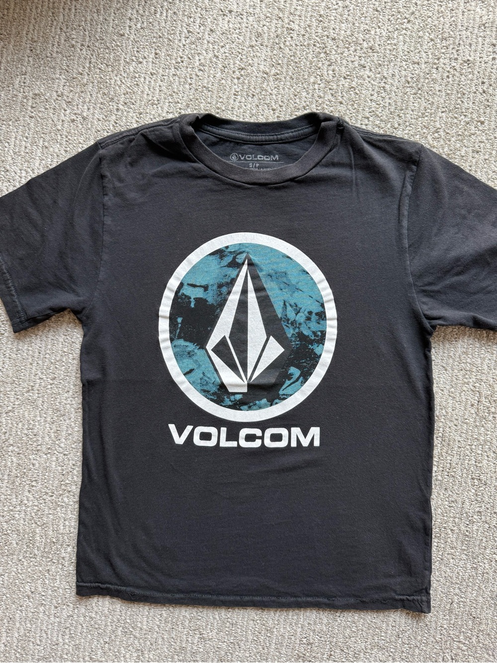 Volcom Boy’s Black Tee with Teal and White Logo
